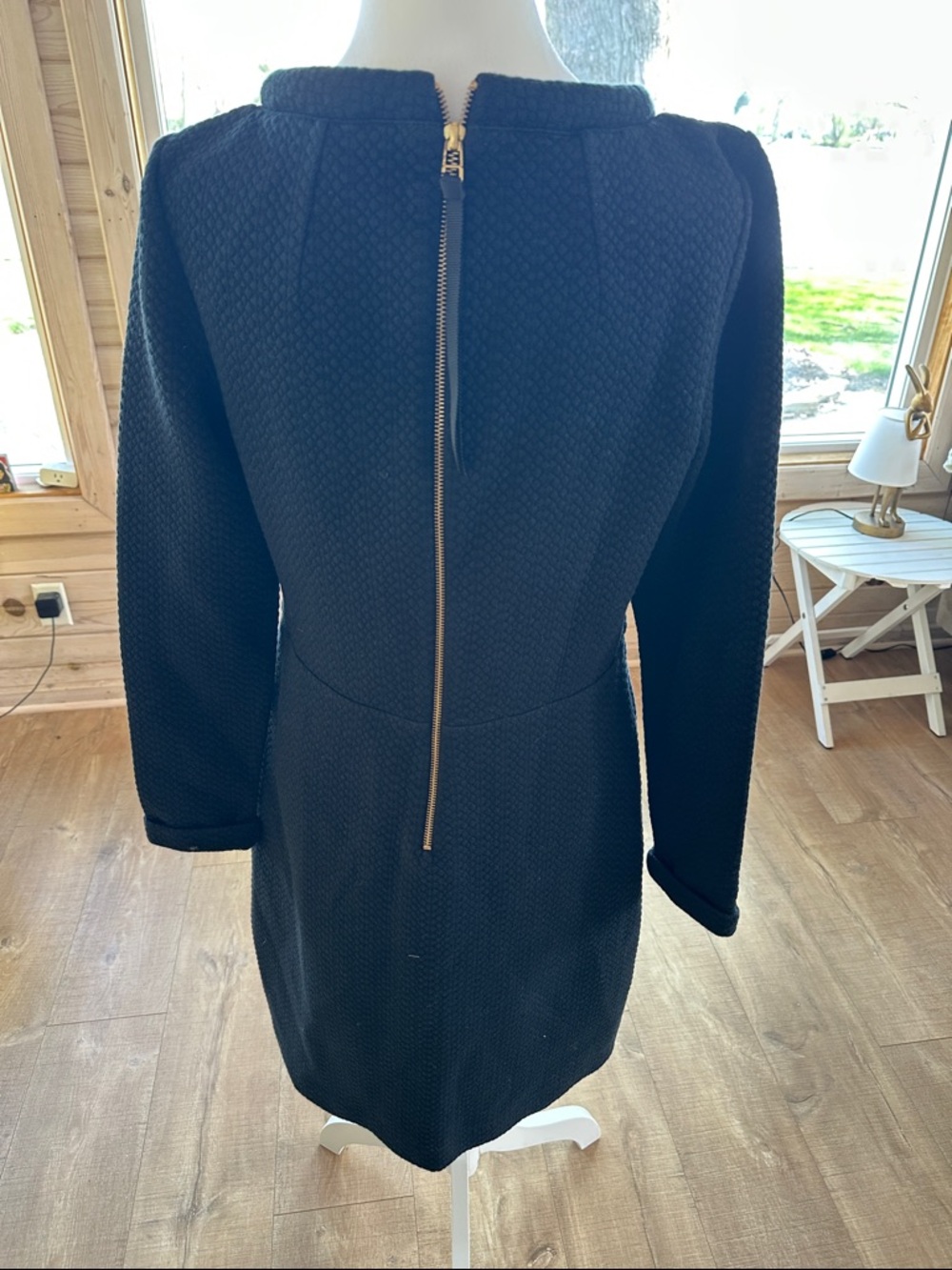 Boden Black Textured Long-Sleeve Shift Dress - Picture 3 of 3